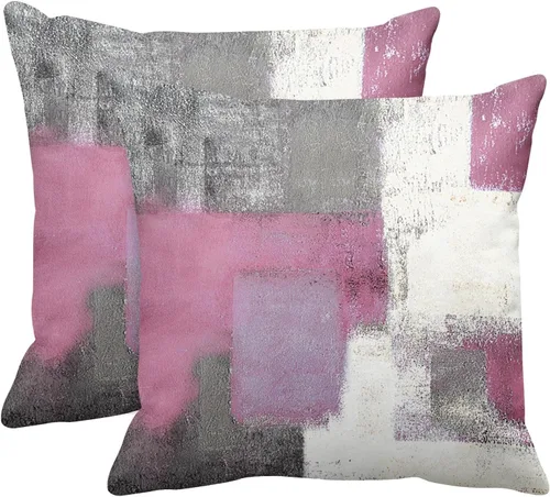 Vista 7 de Emvency Juego de 2 fundas de almohada modernas con pintura abstracta negra, blanca y gris, fundas de almohada decorativas para sofá, decoración