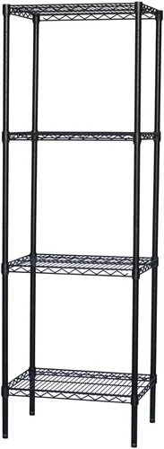 Vista 4 de Shelving Inc. Estantería de alambre negro de 8 pulgadas de profundidad x 8 pulgadas de ancho x 54 pulgadas de alto con estantes de 4 niveles