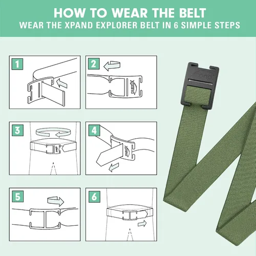 Vista 5 de Xpand Explorer Belt Cinturón elástico invisible invisible con hebilla de aluminio delgada