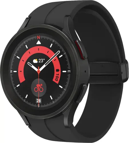 Vista 6 de Samsung Galaxy Watch 5 Pro de 45mm Reloj Inteligente Bluetooth, Cuerpo, Salud, Fitness, Sueño, Monitor de Ritmo Cardíaco, Batería Mejorada, Cristal