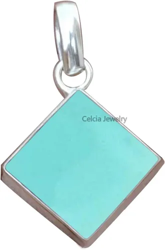 Vista 25 de Colgante de plata de ley 925 maciza para hombres y mujeres, auténtico ónix negro plano, cuadrado, colgante único hecho a mano para ella y él