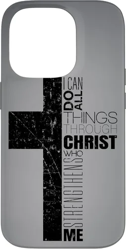 Vista 16 de iPhone XS Max Negro Cristiano Cruz Religiosa Biblia Verso Filipenses 4 13 Caso