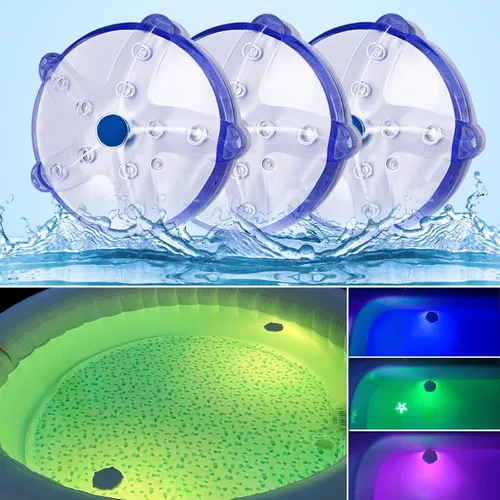 Vista 7 de Luces flotantes para piscina, luces magnéticas impermeables que cambian de color, luces de piscina alimentadas por pilas que flotan, estrellas