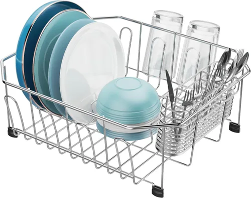 Vista 12 de GSlife Escurridor de platos pequeño en el fregadero, escurridor de platos compacto para fregadero de cocina y apartamento, resistente a