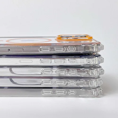 Vista 5 de Funda magnética para iPhone 13 Pro Max, con marco suave magnético transparente, parte trasera de PC, cubierta protectora contra golpes con cordón