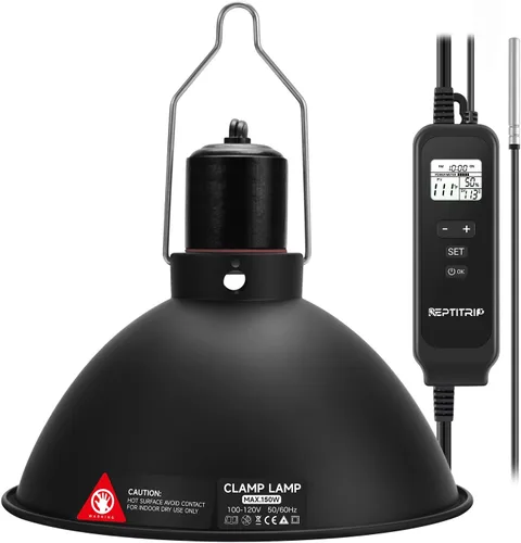 Vista 8 de REPTITRIP - Lámpara de calor para reptiles de 5.5 pulgadas con termostato de atenuación, 100 W máx Negro