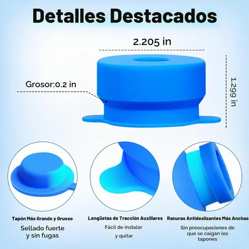 Vista 4 de U-Goforst [Paquete de 4] tapas para jarra de agua de 3 y 5 galones, tapas de repuesto reutilizables de silicona de 2.165 in para tapas