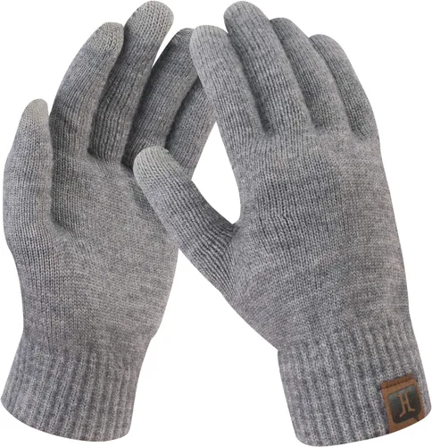 Vista 8 de Guantes de mujer de invierno con pantalla táctil de lana mágicos y cálidos de punto con forro de vellón para mujer Beige