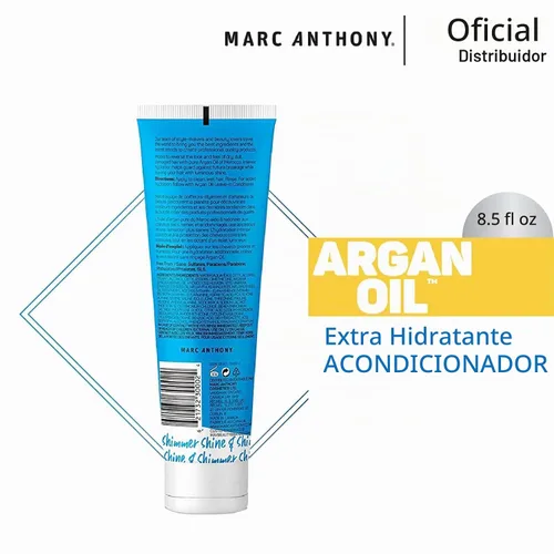 Vista 4 de Marc Anthony Aceite de argán nutritivo de Marruecos acondicionador extra hidratante, tubo de 8.40 onzas, acondicionador de queratina sin sulfato