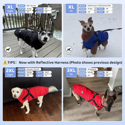 Vista 6 de Norbi - Chaqueta cálida para mascotas, arnés de chaleco para perros pequeños, abrigo de invierno 2 en 1 para cachorros, abrigo para clima frío XS