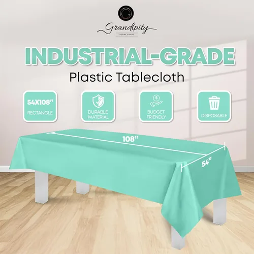 Vista 2 de Mantel de plástico de alta calidad - 54 in. x 108 pulgadas. Grandipity - Mantel rectangular (6 y 12 unidades), Agua (Aqua)