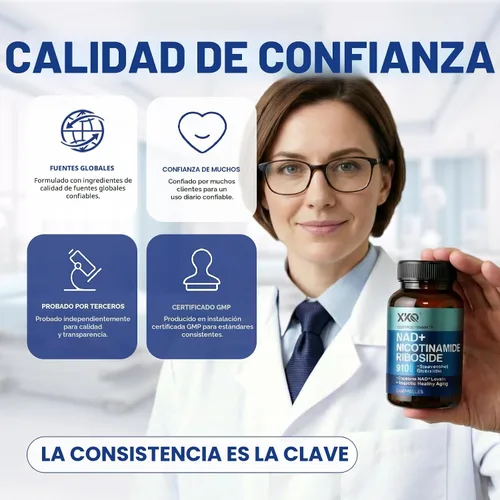 Vista 5 de XKQ Suplemento NAD+ de 910 mg, 60 porciones, toma 2 al día Ribosida de nicotinamida para un envejecimiento saludable, apoya la energía celular