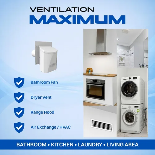 Vista 6 de Ventilation Maximum AF6-C - Cubierta de ventilación para secadora de pared exterior de 6 pulgadas, ventilador exterior de baño y entrada y escape