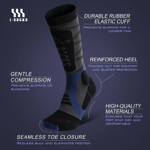 Vista 2 de SANYIYIBA 2 pares de calcetines altos hasta la rodilla, para deportes al aire libre, béisbol, fútbol, hockey sobre hielo, senderismo, para hombres