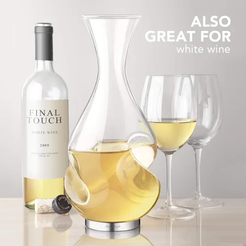Vista 7 de Final Touch L'Grand Conundrum Aerator Decantador de Vino Botella Completa - 25.4 Oz. Vidrio de Cristal Transparente de Calidad Soplado a Mano