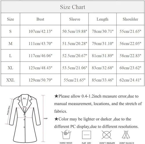 Vista 3 de Women's Fashion Casual Thick Blouse Lapel Button Loose Long Sleeve Coat