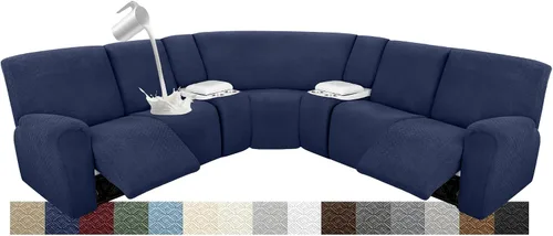 Vista 18 de Fundas para sofá modular reclinable, impermeable, en forma de L, lavable, para sofá reclinable en forma de L, súper elásticas, suaves, para esquinas