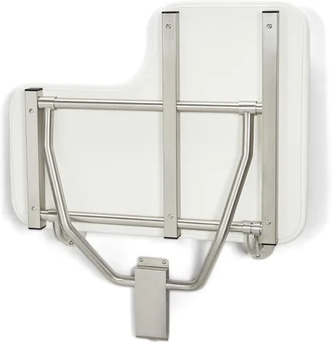 Vista 11 de Seachrome Asiento de ducha Lift-Assist, en forma de L, zurdo, ADA, montaje en pared, acolchado blanco naugahyde
