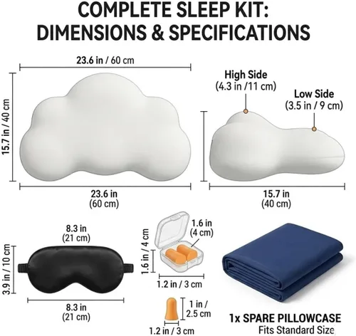 Vista 7 de Cloud Pillow for Sleep, Memory Foam Cervical Pillow for Pain Relief Sleeping, Ergonomic Cervical Pillow with Replacement Pillowcase, Breathable Dark