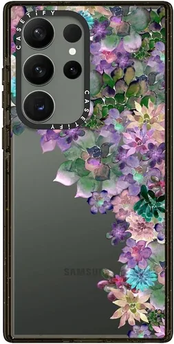 Vista 148 de CASETiFY Funda de impacto para Galaxy S22+ - Adhesivo Aries Moross, color negro transparente