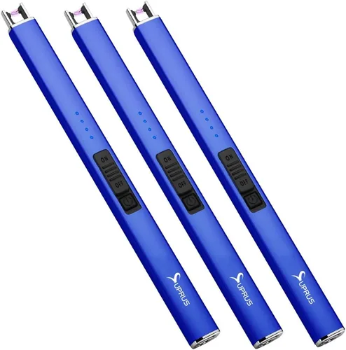 Vista 14 de SUPRUS Encendedor eléctrico de arco resistente al viento, sin llama, recargable por USB, con bloqueo de seguridad para velas, barbacoa, camping