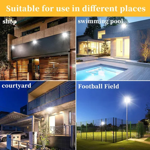 Vista 7 de Paquete de 4 luces de inundación LED de 100 W, luces de seguridad superbrillantes de 11000 LM, luz de inundación impermeable IP66 para exteriores