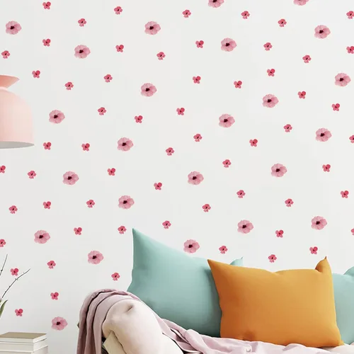 Vista 7 de 208Pcs Pegatinas de Pared de Flores Boho, Calcomanías de Pared de Flores Rosas, Autoadhesivas, Flores Silvestres de Acuarela Neutrales Extraíbles