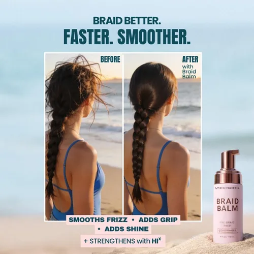 Vista 14 de The Beachwaver Co. Bálsamo para Trenzas Preparación Pre-Trenza - Tamaño Completo (4 Fl Oz) Espuma Imprimadora Domadora de Frizz Fortalece