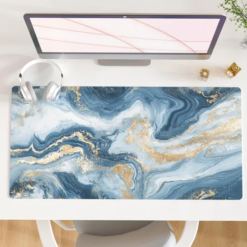 Vista 38 de Qiyi Alfombrilla de escritorio, grande, de mouse, vía láctea, decoración, piel sintética impermeable, protector para oficina, hogar, trabajo