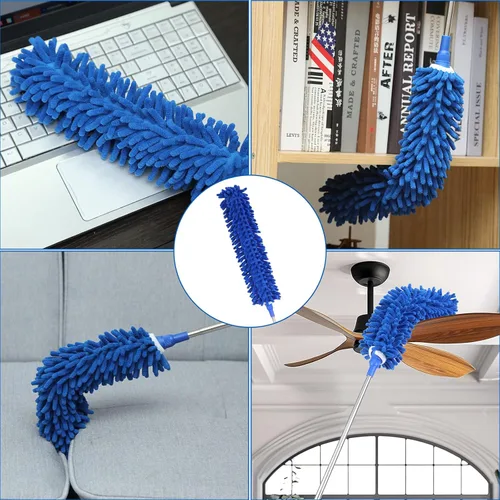 Vista 4 de ZZ LAZYCOTTAGE 10 piezas de plumero de telaraña de microfibra con poste de extensión (254 cm de telescopado), plumeros lavables para limpieza