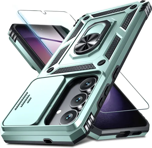Vista 52 de Janmitta Compatible con Samsung Galaxy S24 FE Funda con Cubierta Deslizante Integrada para Lente de Cámara+Protector de Pantalla+Soporte de Anillo