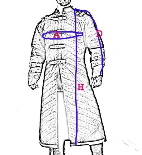 Vista 6 de Medieval gruesa acolchada longitud completa mangas Gambeson abrigo Aketon chaqueta, negro