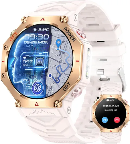 Vista 8 de Relojes inteligentes con GPS para hombre, altímetro militar, barómetro, brújula, llamadas Bluetooth, modos deportivos, linterna, reloj inteligente