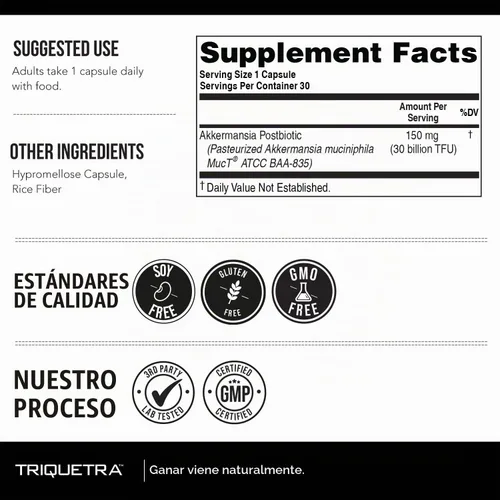 Vista 8 de AK-Postbio: Akkermansia Probiotic 30 mil millones de TFU - Fuerza máxima, dosis clínicamente validada y cepa patentada - Forma pasteurizada