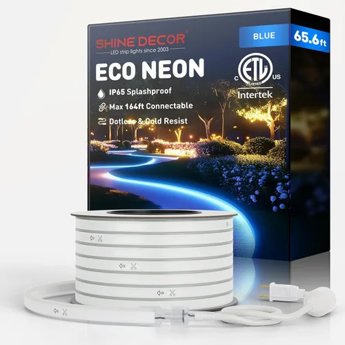 Vista 37 de Shine Decor Tira de luces LED AC 120V, cuerda de neón eco de 120 LED/m sin puntos, conectable y cortable, IP65 impermeable y resistente al clima