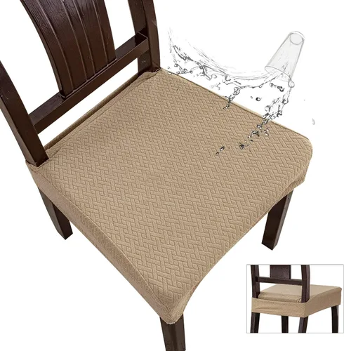 Vista 14 de Genina Fundas de asiento impermeables para sillas de comedor (2 unidades, con abertura trasera, beige)