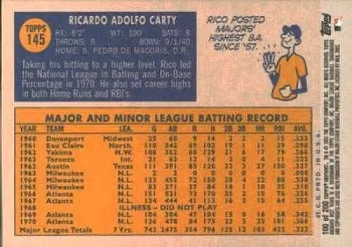 Vista 2 de Baseball MLB 2002 Topps Archives #100 Rico Carty 70 NM Braves