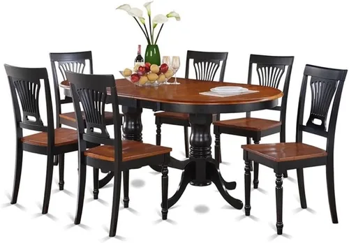 Vista 13 de East West Furniture PLAI5-BLK-W - Juego de comedor de 5 piezas para 4 personas, incluye una mesa de comedor ovalada con hojas de mariposa y 4 sillas