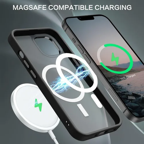 Vista 3 de BENTOBEN Funda magnética para iPhone 13 y iPhone 14 [compatible con Magsafe] Funda translúcida mate para iPhone 13/14, delgada, a prueba de golpes