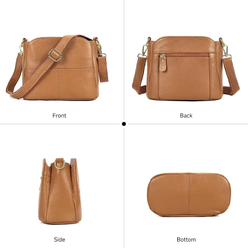 Vista 5 de Bolso de hombro de cuero genuino para mujer, bolso cruzado pequeño, bolso mini casual hobo señora bolsos y monederos de mensajero