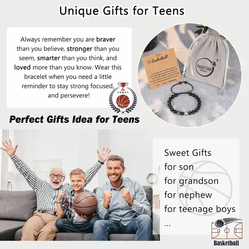 Vista 5 de UNGENT THEM Regalos para adolescentes y niños, pulsera de béisbol, baloncesto, fútbol, fútbol, regalos para niños, regalos de graduación