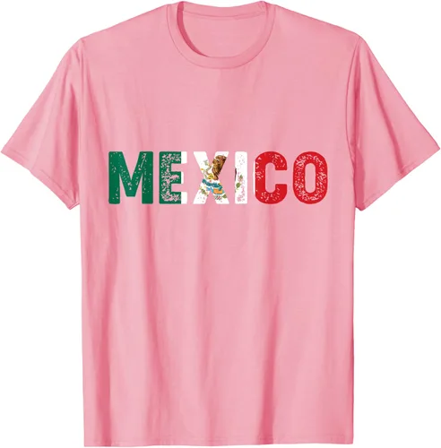 Vista 27 de Camiseta con texto en inglés «Mexico Vintage Letras» como bandera mexicana, Negro