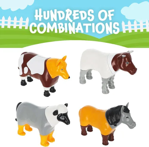 Vista 6 de Juego de juguetes magnéticos para mezclar o combinar animales de granja, 16 piezas