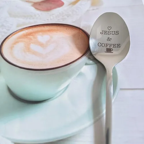 Vista 3 de Jesús y cuchara de café regalos para mujeres y hombres, regalo para los amantes del café, regalo para papá, abuela, regalos cristianos