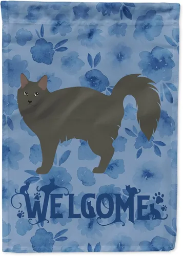 Vista 205 de Caroline's Treasures CK4813CHF - Bandera de bienvenida con gato abisinio azul, manga grande, para porche, para colgar en la pared, poliéster