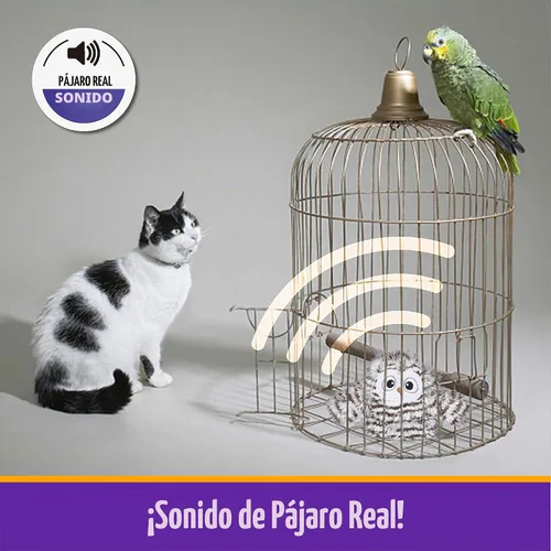 Vista 3 de Kimee Juguete Interactivo para Gatos Recargable Búho Automático que Pía Juguete para Gatitos con Hierba Gatera, Alas que Baten Automáticamente