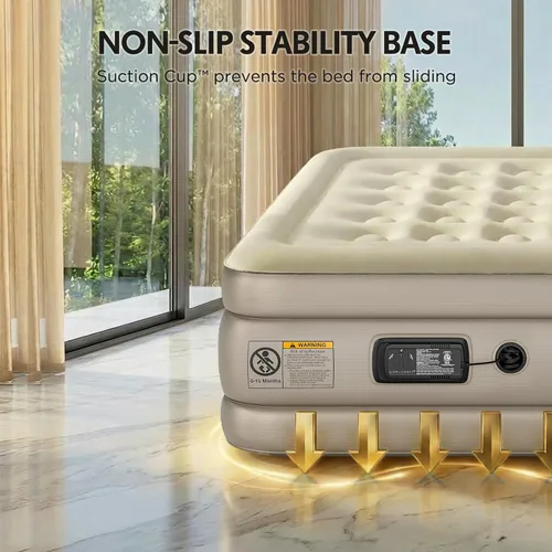 Vista 5 de Simpli Comfy Colchón inflable elevado tamaño individual de 18 pulgadas con bomba de CA integrada, cama de aire autoinflable rápida con parte