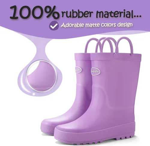 Vista 2 de KomForme - Botas impermeables de goma con asas para la lluvia en color mate para niñas