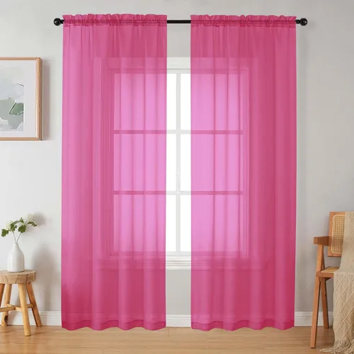 Vista 148 de 2 paneles de cortinas traslúcidas blancas para dormitorio, sala de estar, 96 pulgadas de largo, modernas, suaves, ligeras, con bolsillo para barra