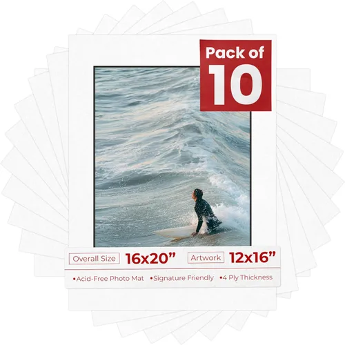 Vista 110 de Tapete de 16 x 20 pulgadas para fotos de 12 x 16 pulgadas, precortado marrón roble envejecido para marcos de 16 x 20 pulgadas, corte biselado mate